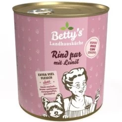 Betty's Landhausküche Rind Pur Mit Leinöl 6 X 800g Für Hund