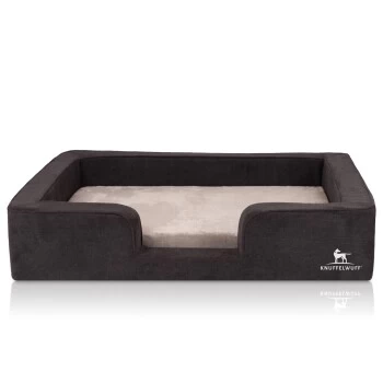 Knuffelwuff Orthopädisches Hundebett Mit Wendekissen Aus Velours Bellamy Schwarz M-L 3 Knuffelwuff Orthopädisches Hundebett Mit Wendekissen Aus Velours Bellamy Schwarz M-L