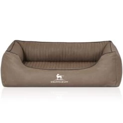 Knuffelwuff Orthopädisches Hundebett Columbia Aus Laser-gestepptem Kunstleder Stone Clay M-L