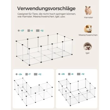 SONGMICS 2er Set XL Freigehege Mit Bodenplatten Weiß 5 SONGMICS 2er Set XL Freigehege Mit Bodenplatten Weiß – Bild 3