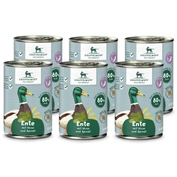 Knuffelwuff Nassfutter 6x400g Ente Mit Hirse & Spinat 3 Knuffelwuff Nassfutter 6x400g Ente Mit Hirse & Spinat