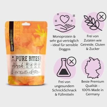 FAVLY Petfood PURE Bites Hirsch 360 G 4 FAVLY Petfood PURE Bites Hirsch 360 G – Bild 2