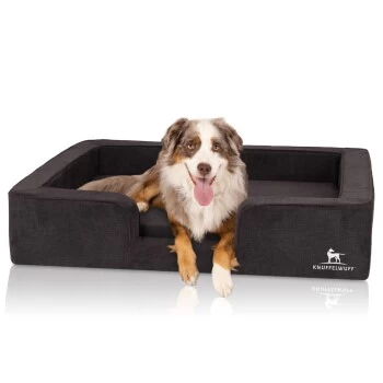Knuffelwuff Orthopädisches Hundebett Mit Wendekissen Aus Velours Bellamy Schwarz M-L 7 Knuffelwuff Orthopädisches Hundebett Mit Wendekissen Aus Velours Bellamy Schwarz M-L – Bild 5