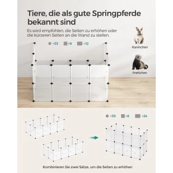 SONGMICS 2er Set XL Freigehege Mit Bodenplatten Weiß 6 SONGMICS 2er Set XL Freigehege Mit Bodenplatten Weiß – Bild 4